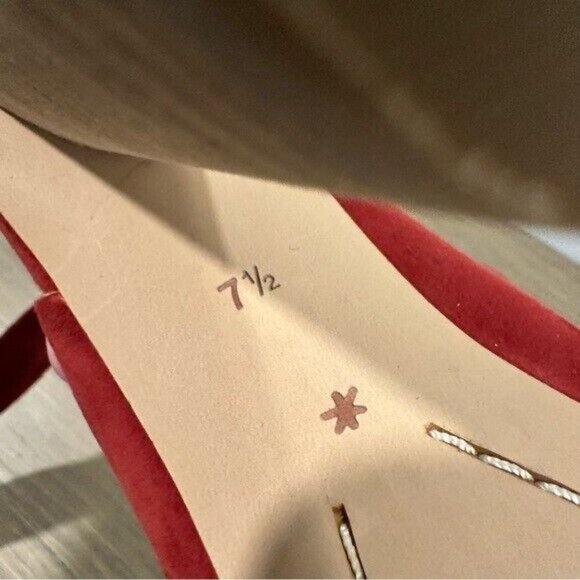 Splendid Navarro Red Suede Ankle Lace Up Peep Toe  Wrap Suede Heeled Sandals 7.5 - Picture 10 of 12